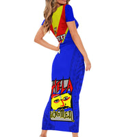 Custom Papua New Guinea Rugby Short Sleeve Bodycon Dress Hela Wigmen PNG Polynesian Pattern LT14 - Polynesian Pride