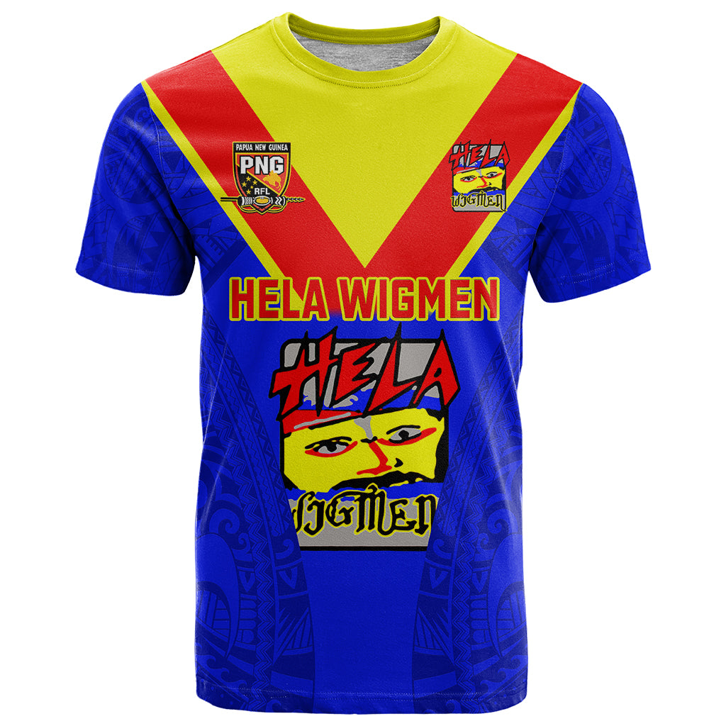 Custom Papua New Guinea Rugby T Shirt Hela Wigmen PNG Polynesian Pattern LT14 Blue - Polynesian Pride
