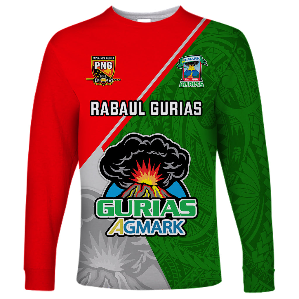 Papua New Guinea Rugby Long Sleeve Shirt Rabaul Gurias PNG Polynesian Pattern LT14 Unisex Green - Polynesian Pride