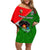 Papua New Guinea Rugby Off Shoulder Short Dress Rabaul Gurias PNG Polynesian Pattern LT14 Women Green - Polynesian Pride