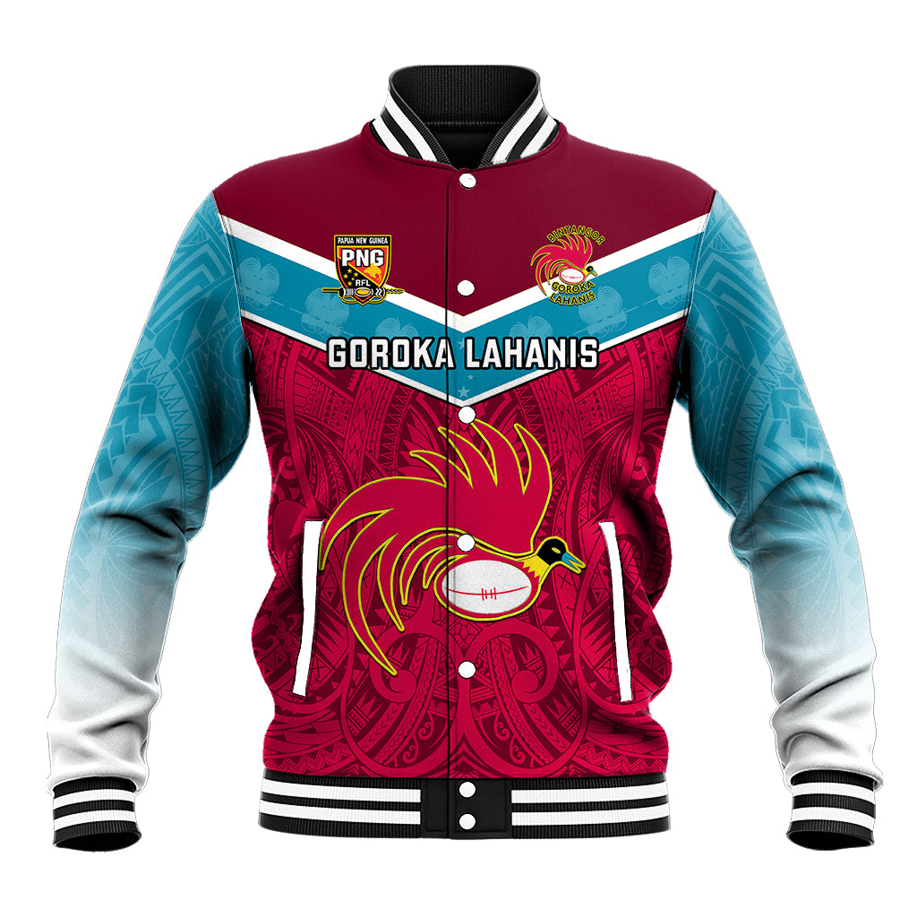 Papua New Guinea Rugby Baseball Jacket Goroka Lahanis PNG Polynesian Pattern LT14 Unisex Red - Polynesian Pride
