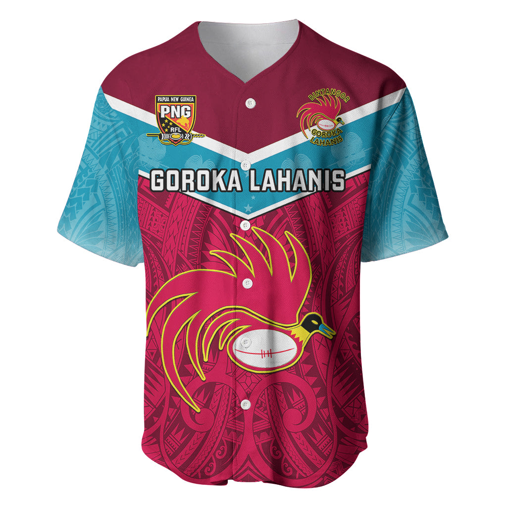 Papua New Guinea Rugby Baseball Jersey Goroka Lahanis PNG Polynesian Pattern LT14 Red - Polynesian Pride