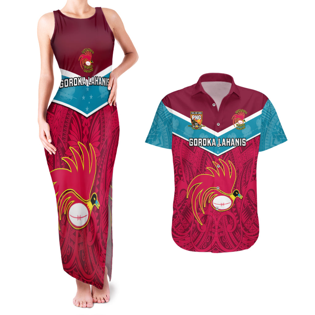 Papua New Guinea Rugby Couples Matching Tank Maxi Dress And Hawaiian Shirt Goroka Lahanis PNG Polynesian Pattern LT14 Red - Polynesian Pride