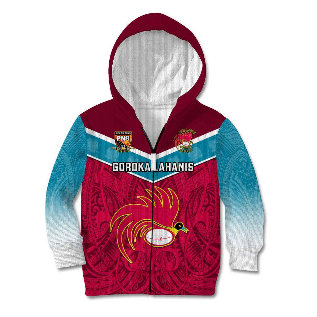 Papua New Guinea Rugby Kid Hoodie Goroka Lahanis PNG Polynesian Pattern LT14 Zip Hoodie Red - Polynesian Pride