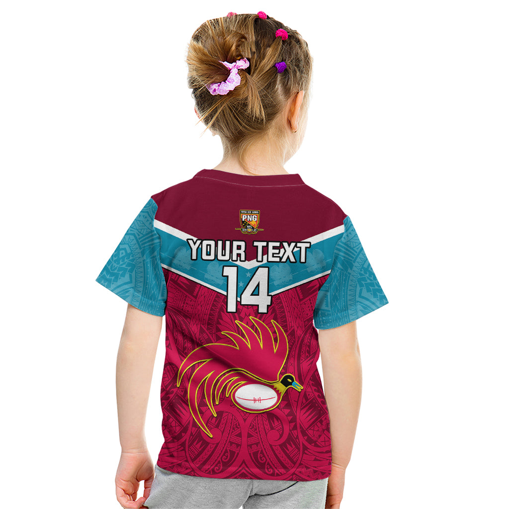 Custom Papua New Guinea Rugby Kid T Shirt Goroka Lahanis PNG Polynesian Pattern LT14 - Polynesian Pride