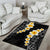 Black Tropical Plumeria With Galaxy Polynesian Art Area Rug