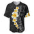 Black Tropical Plumeria With Galaxy Polynesian Art Baseball Jersey