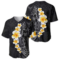 Black Tropical Plumeria With Galaxy Polynesian Art Baseball Jersey