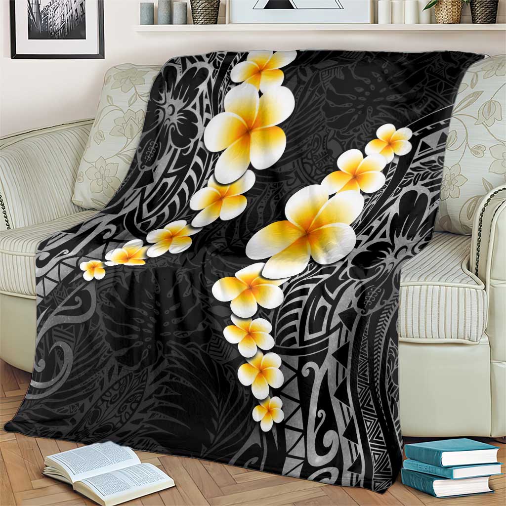 Black Tropical Plumeria With Galaxy Polynesian Art Blanket LT14 - Polynesian Pride