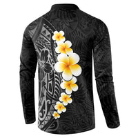 Black Tropical Plumeria With Galaxy Polynesian Art Button Sweatshirt LT14 - Polynesian Pride