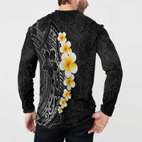 Black Tropical Plumeria With Galaxy Polynesian Art Button Sweatshirt LT14 - Polynesian Pride
