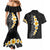 Black Tropical Plumeria With Galaxy Polynesian Art Couples Matching Mermaid Dress and Hawaiian Shirt