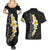 Black Tropical Plumeria With Galaxy Polynesian Art Couples Matching Summer Maxi Dress and Hawaiian Shirt