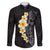 Black Tropical Plumeria With Galaxy Polynesian Art Family Matching Long Sleeve Bodycon Dress and Hawaiian Shirt