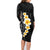 Black Tropical Plumeria With Galaxy Polynesian Art Family Matching Long Sleeve Bodycon Dress and Hawaiian Shirt