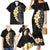 Black Tropical Plumeria With Galaxy Polynesian Art Family Matching Mermaid Dress and Hawaiian Shirt