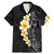 Black Tropical Plumeria With Galaxy Polynesian Art Family Matching Mermaid Dress and Hawaiian Shirt