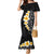 Black Tropical Plumeria With Galaxy Polynesian Art Family Matching Mermaid Dress and Hawaiian Shirt