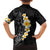 Black Tropical Plumeria With Galaxy Polynesian Art Family Matching Off The Shoulder Long Sleeve Dress and Hawaiian Shirt