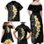 Black Tropical Plumeria With Galaxy Polynesian Art Family Matching Off Shoulder Maxi Dress and Hawaiian Shirt