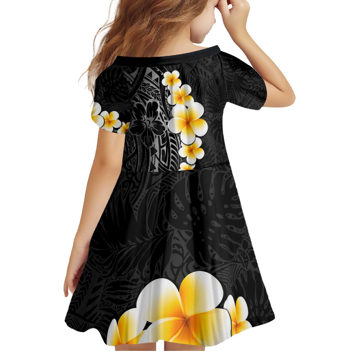 Black Tropical Plumeria With Galaxy Polynesian Art Family Matching Puletasi and Hawaiian Shirt LT14 - Polynesian Pride