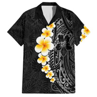 Black Tropical Plumeria With Galaxy Polynesian Art Family Matching Puletasi and Hawaiian Shirt LT14 Dad's Shirt - Short Sleeve Black - Polynesian Pride