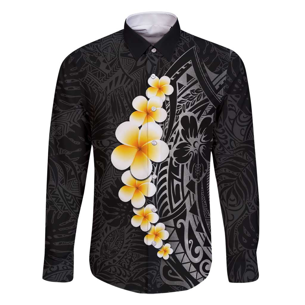 Black Tropical Plumeria With Galaxy Polynesian Art Family Matching Short Sleeve Bodycon Dress and Hawaiian Shirt