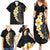 Black Tropical Plumeria With Galaxy Polynesian Art Family Matching Summer Maxi Dress and Hawaiian Shirt