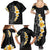 Black Tropical Plumeria With Galaxy Polynesian Art Family Matching Summer Maxi Dress and Hawaiian Shirt