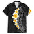 Black Tropical Plumeria With Galaxy Polynesian Art Family Matching Summer Maxi Dress and Hawaiian Shirt