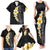 Black Tropical Plumeria With Galaxy Polynesian Art Family Matching Tank Maxi Dress and Hawaiian Shirt