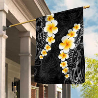Black Tropical Plumeria With Galaxy Polynesian Art Garden Flag LT14 House Flag Black - Polynesian Pride