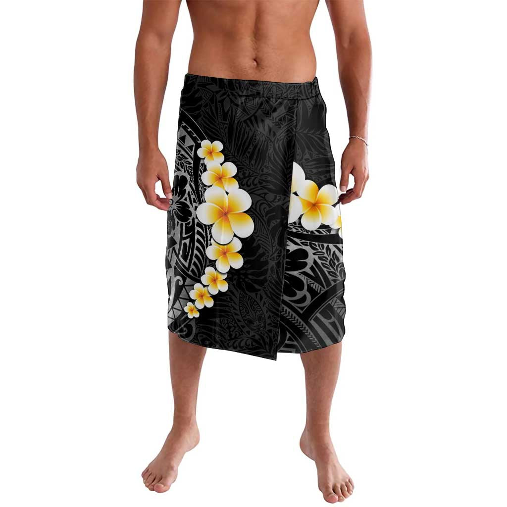 Black Tropical Plumeria With Galaxy Polynesian Art Lavalava