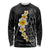 Black Tropical Plumeria With Galaxy Polynesian Art Long Sleeve Shirt