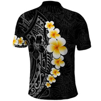 Black Tropical Plumeria With Galaxy Polynesian Art Polo Shirt