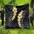 Black Tropical Plumeria With Galaxy Polynesian Art Quilt