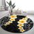 Black Tropical Plumeria With Galaxy Polynesian Art Round Carpet