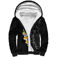Black Tropical Plumeria With Galaxy Polynesian Art Sherpa Hoodie LT14 Unisex Black - Polynesian Pride