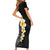 Black Tropical Plumeria With Galaxy Polynesian Art Short Sleeve Bodycon Dress