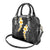 Black Tropical Plumeria With Galaxy Polynesian Art Shoulder Handbag