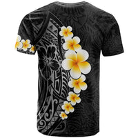 Black Tropical Plumeria With Galaxy Polynesian Art T Shirt
