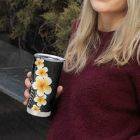 Black Tropical Plumeria With Galaxy Polynesian Art Tumbler Cup LT14 - Polynesian Pride