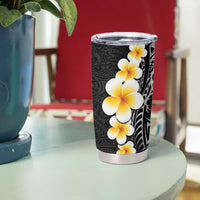 Black Tropical Plumeria With Galaxy Polynesian Art Tumbler Cup LT14 - Polynesian Pride