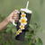 Black Tropical Plumeria With Galaxy Polynesian Art Tumbler With Handle