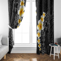 Black Tropical Plumeria With Galaxy Polynesian Art Window Curtain LT14 - Polynesian Pride