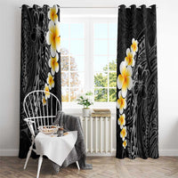 Black Tropical Plumeria With Galaxy Polynesian Art Window Curtain LT14 - Polynesian Pride
