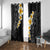 Black Tropical Plumeria With Galaxy Polynesian Art Window Curtain