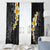 Black Tropical Plumeria With Galaxy Polynesian Art Window Curtain