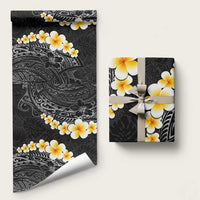 Black Polynesia Wrapping Paper Plumeria Tropical Leaves With Galaxy Polynesian Art LT14 58" × 23" Black - Polynesian Pride