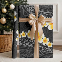 Black Polynesia Wrapping Paper Plumeria Tropical Leaves With Galaxy Polynesian Art LT14 - Polynesian Pride